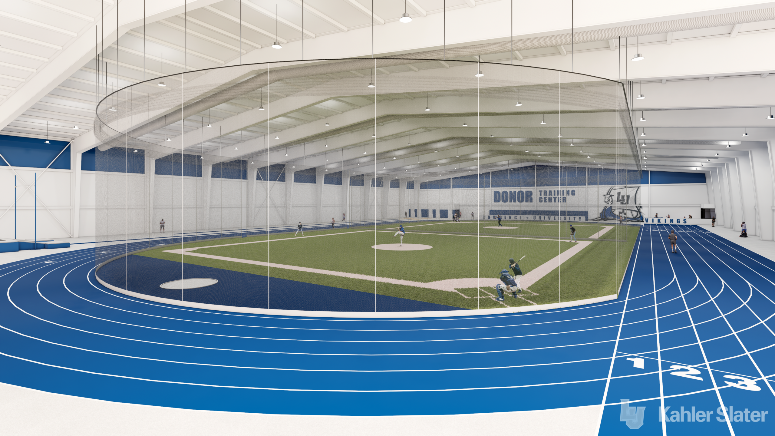 rendering of new athletic training center track field and baseball diamond